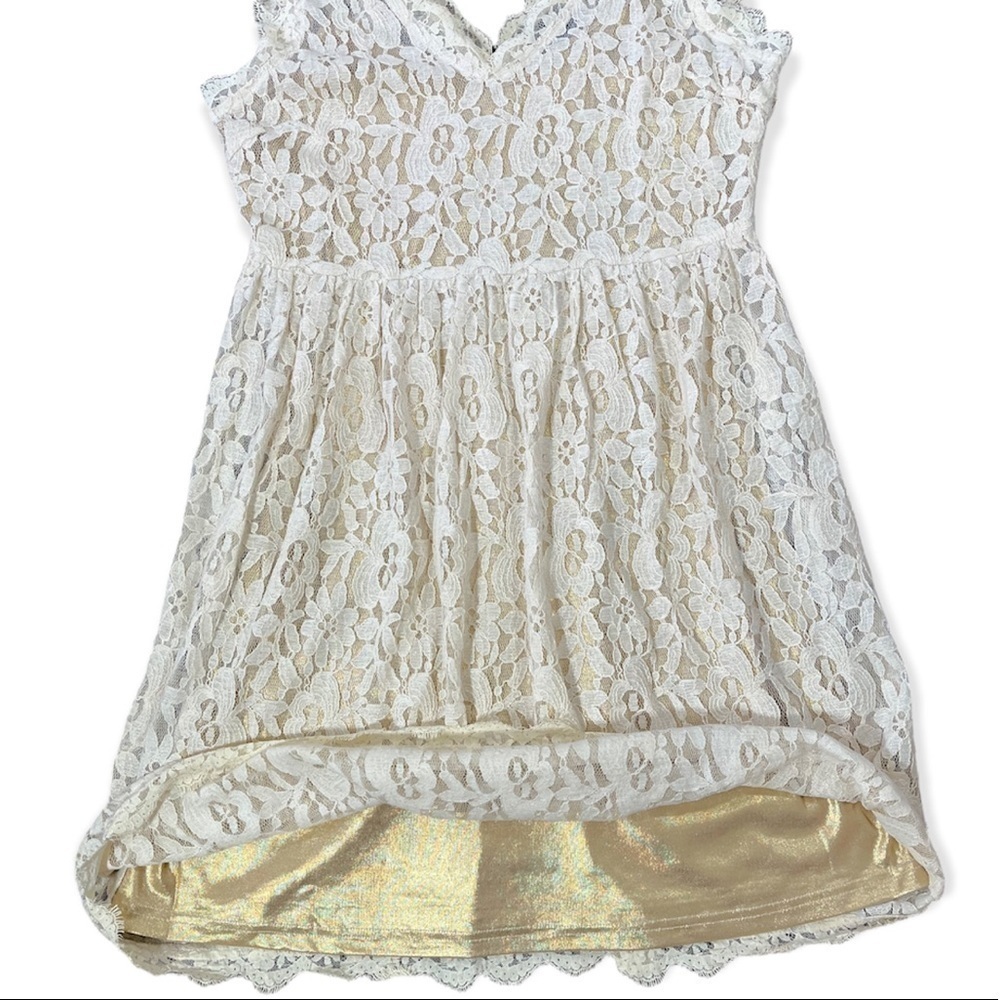 NWT Greylin Anthropologie Melusine Cream Lace and Gold 2 in 1 Dress sz L - Picture 6 of 12